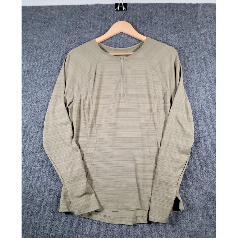 Athleta Pacifica Illume UPF Fitted Top Womens Large Olive Green 1/4 Zip Athletic